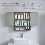 Bath Vida Priano 2 Door Mirrored Wall Cabinet Grey Oak H58 W56 D13 cm view 3
