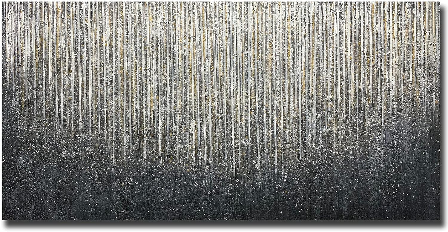 Paintings - AZAVY Art,24X48 Inch 100% Hand Painted Abstract Minimalist Style Artwork Modern Textured Oil Paintings on Canvas Landspace Wall Art Oil Hand Painting Stretched and Framed Ready to Hang for Dining Room Office