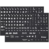 2PCS English Keyboard Stickers Replacement Letters Large Print | Full Size Big Letter Fonts QWERTY Keyboard Sticker Universal for PC Computer Laptop Desktop, Matte Keyboard Alphabet Stickers