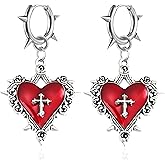 Gothic Heart Earring for Women Vintage Halloween Dark Punk Heart Cross Earring Victoria Goth Witch Vampire Jewelry Accessories