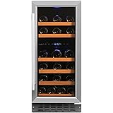 Smith & Hanks 32 Bottle Under Counter Wine Refrigerator, Dual Temperature Zones, 15 Inches Wide, Built-In or Free Standing