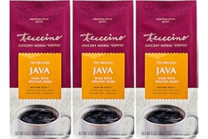 Teeccino Java Chicory Coffee Alternative - Ground Herbal Coffee That’s Prebiotic, Caffeine Free & Acid Free, Medium Roast, 11 Ounce (Pack of 3)