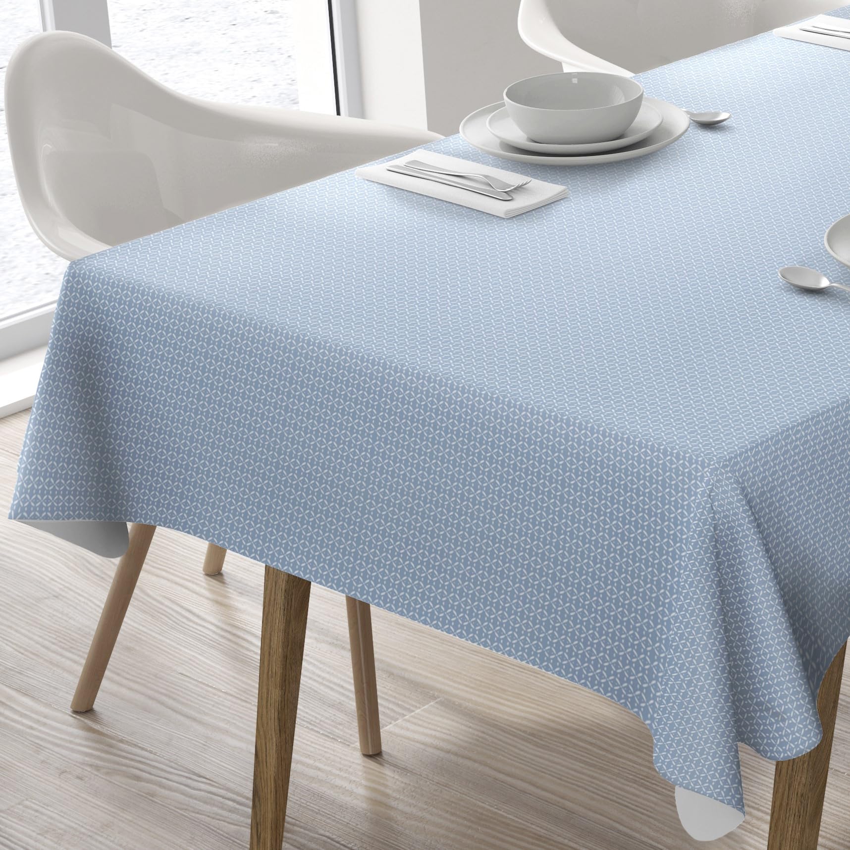 Home Direct Rectangular Oilcloth PVC Wipe Clean Tablecloth 140cm x 180cm 55x70 Dot Blue Grey