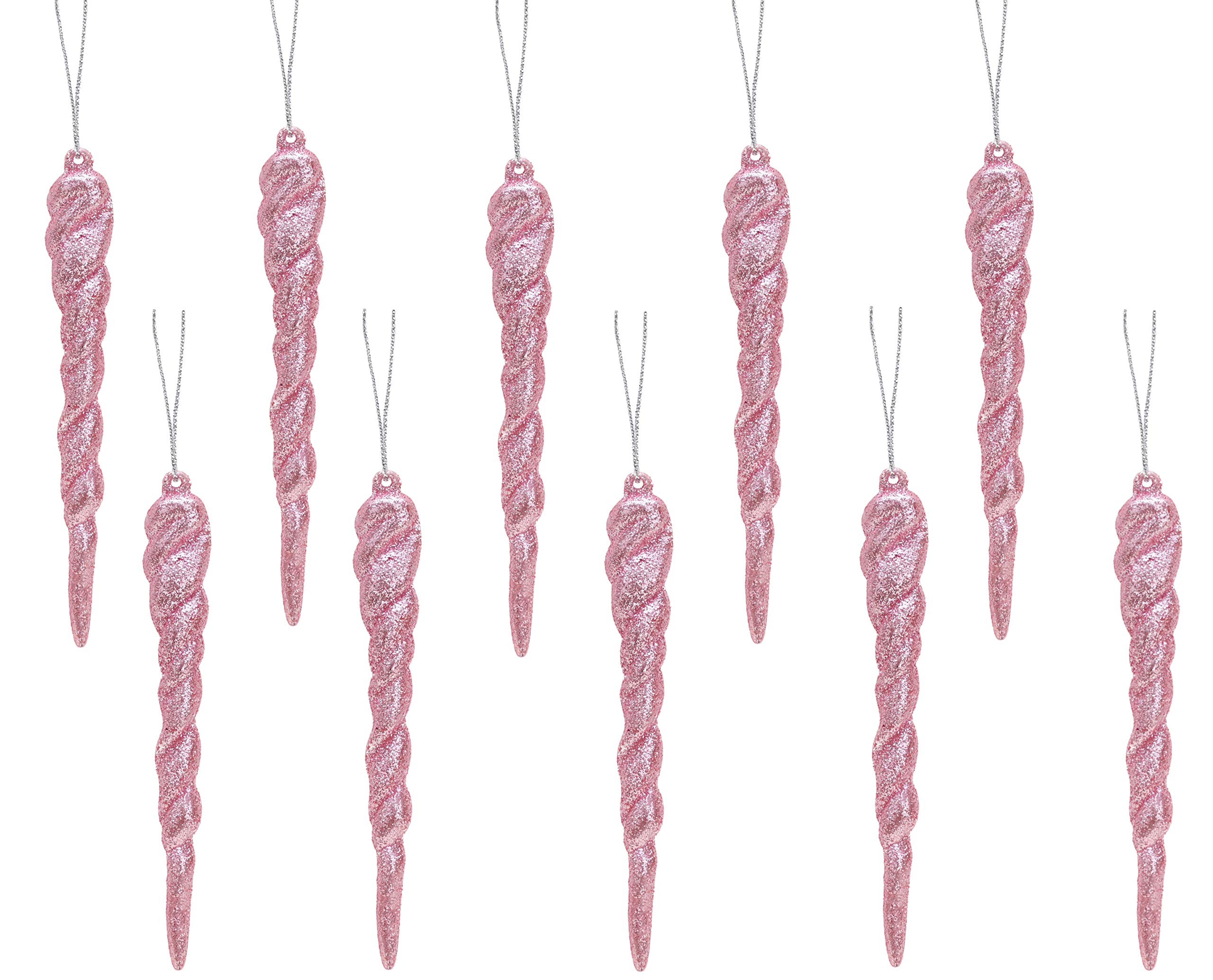 Christmas Concepts® 12cm Glitter Icicle Decorations Christmas Tree Trims (BABY PINK, 10)