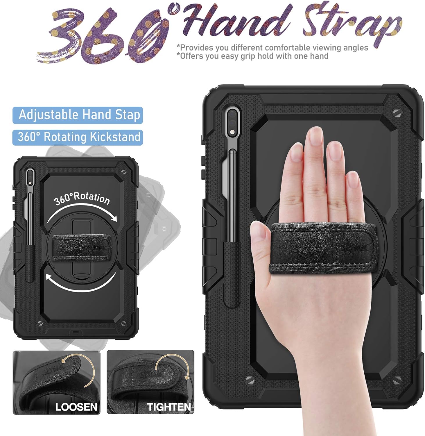 SEYMAC Case for Samsung Tab S8 Plus /S7 FE/ S7 Plus 12.4 Inch (2022/2021/2020), Shockproof Case with Pen Holder - Image 5