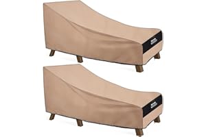 GYXZ 2 Pack Outdoor Pool Lounge Chair Cover-Outdoor Patio Chaise Lounge Cover for Lawn Bench Furniture, Waterproof 600D Heavy Duty Fade-Resistant Outside Seating Covers, 76L x 32W x 32H inch, Khaki