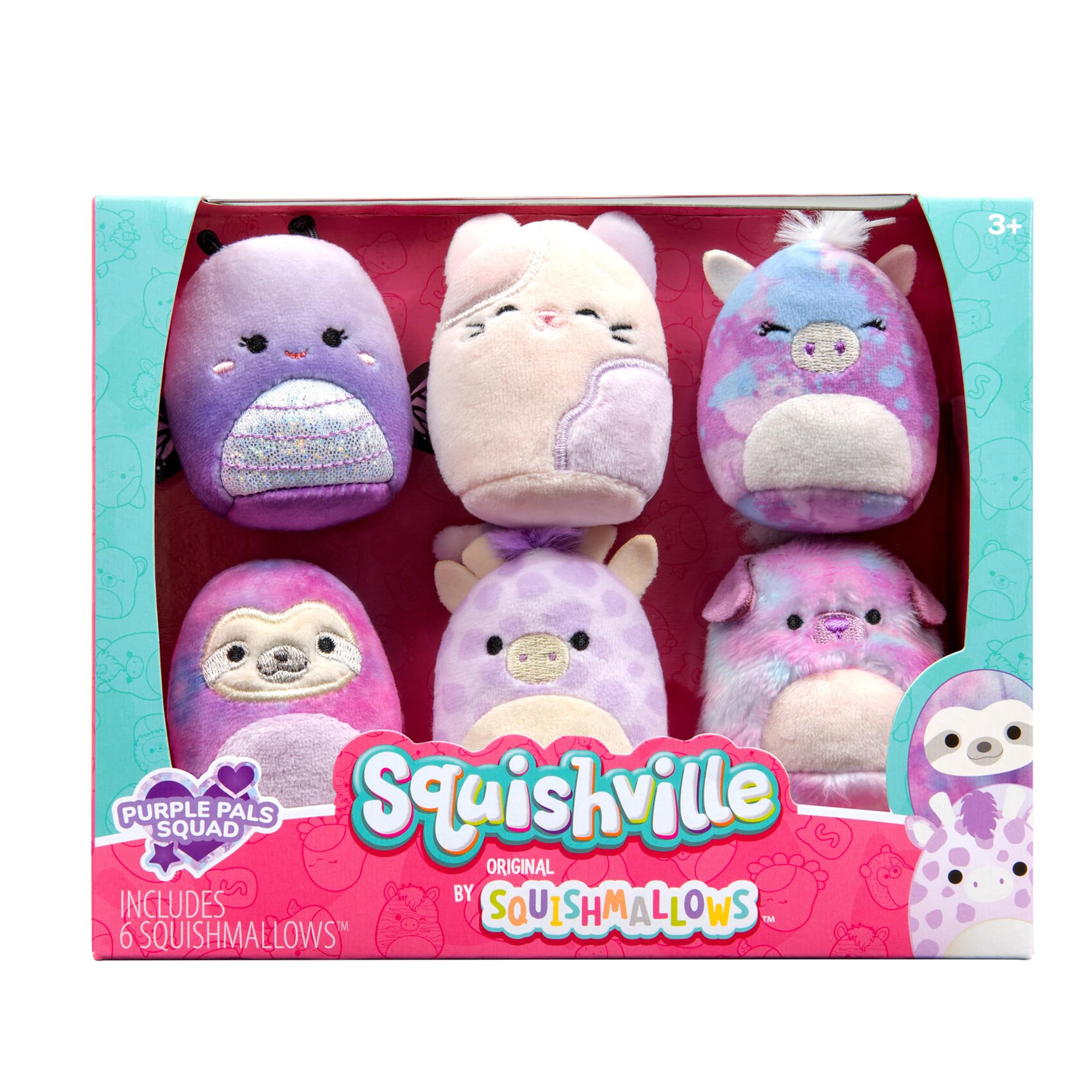 Squishville by Original Squishmallows Purple Pals Squad Plush - Six 2-Inch Squishmallows Plush Including Bashira, Mollie, Carlota, Patrick, Rida, and Jazzy - Toys for Kids — image 1