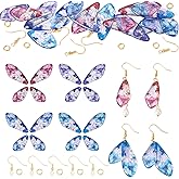 FASHEWELRY 4 Sets 16Pcs Resin Butterfly Wings Bulk Insect Earring Charms with Earring Hooks Jump Rings Fairy Charms Colorful Mini Butterflies Wing Charm for DIY Earrings Jewelry Making Crafts