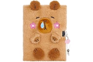 Capybara Diary for Girls with Lock, Plush Capybara Toys Gift for Teen Girls, Kids Writing Journal Notebook, Birthday Gifts fo