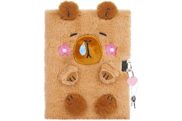YOYTOO Capybara Diary for Girls with Lock, Plush Capybara Toys Gift for Teen Girls, Kids Writing Journal Notebook, Birthday Gifts for Little Girls Ages 5 6 7 8 9 10-12 Year Old