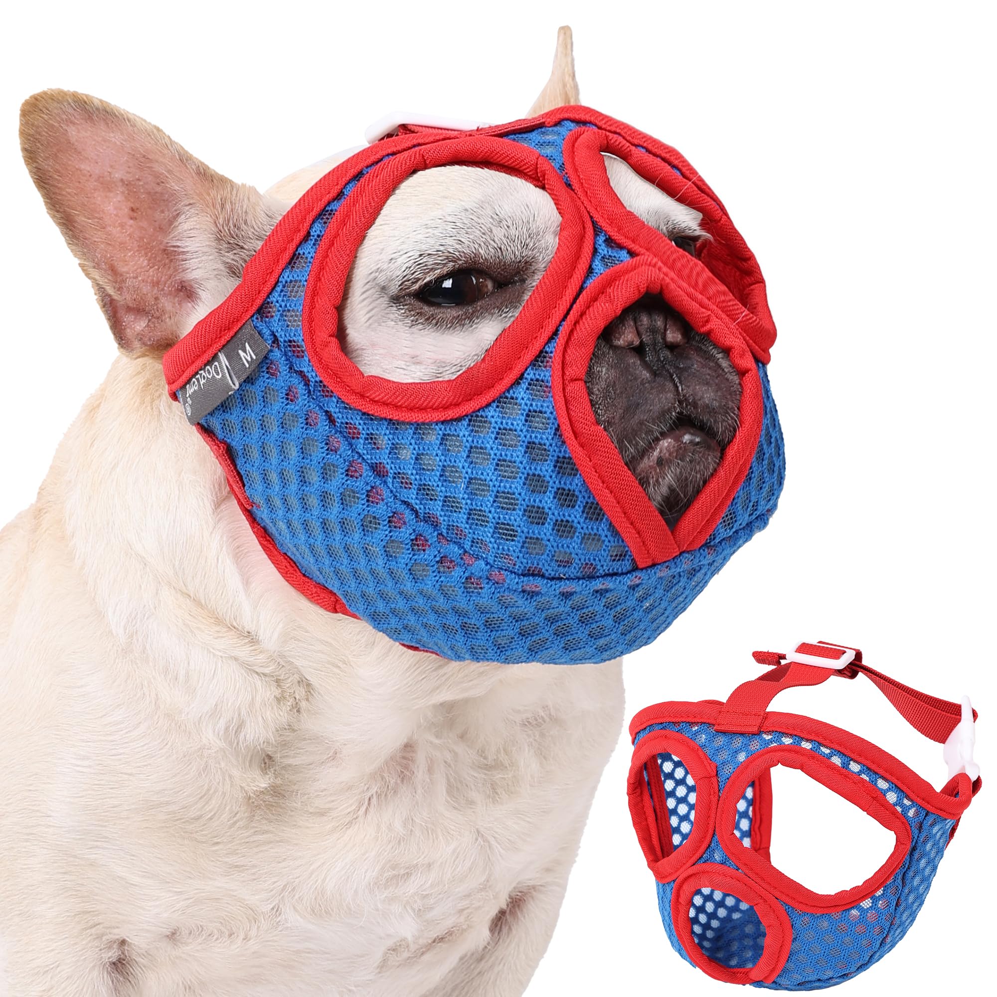 Dog Muzzle for Short Snout Dogs,Adjustable Breathable Mesh Bulldog Muzzle for Anti-Biting Chewing Barking Training Dog Mask_S