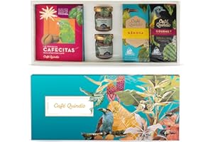 Cafe Quindio Barranquero Gift Set - The Best Assortment of Coffee Products - 1 Gourmet Ground Coffee + 1 Genova Ground Coffee + 2 Milk Caramels + 1 Cafecitas Cookies