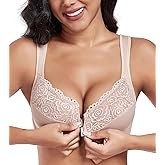 DotVol Women's Plus Size Front Closure U-Back Underwire Wide Strap Everyday Bra