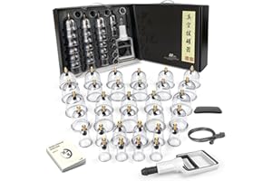DEFUNX Cupping Therapy Set 32 Cups - Professional Chinese Cupping Set with Pump Suction Cups Supplies for Cellulite Muscle Pain Relief Physical Therapy