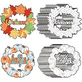 Sereliy 24 Pcs Fall Coloring Wreath Crafts, Color Your Own Thanksgiving Crafts, DIY Paper Fall Wreath for Classroom Activities Thanksgiving Games.(Thanksgiving)