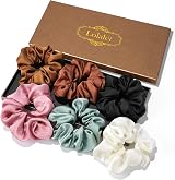 Lolalet Satin Scrunchies 6 Pack Soft Hair Ties for All Hair Types Style B