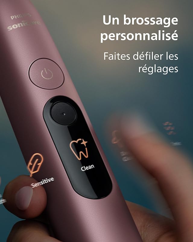 Sonicare DiamondClean 9000 nouvelle génération – brosse à dents électrique avec capteur de zone, capteur de pression, 21 réglages, coloris mauve satiné, modèle HX9214/85