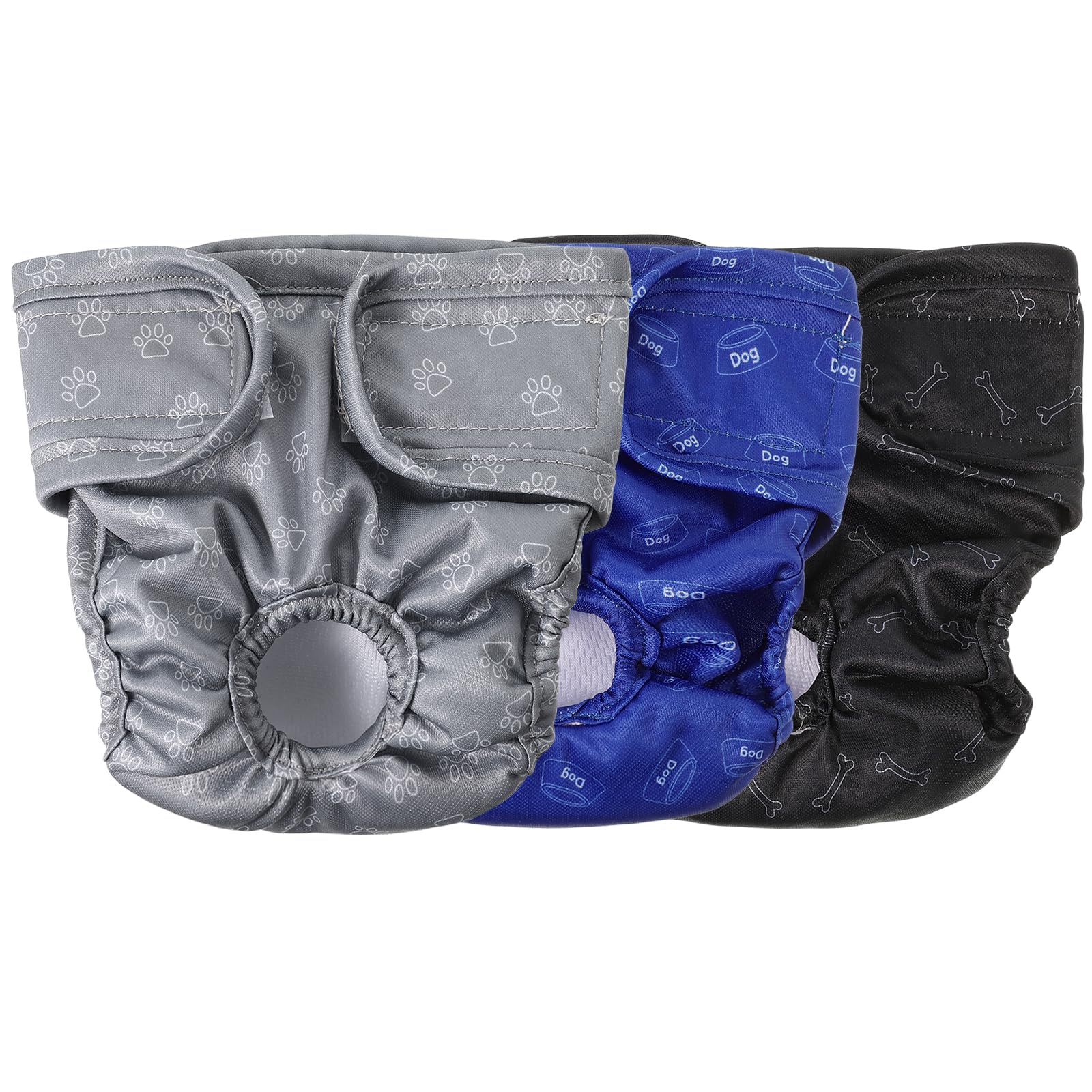 Medo 3 Packs Dog Nappies, Adjustable Design Washable Reusable Dog Diapers Puppy Sanitary Wraps Panties for Female Pet Incontinence and Long Travels