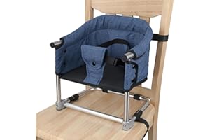 TOOGEL Booster Seat for Dining Table: Portable Toddler Booster Chair with Safety Buckle and Height Adjustable, Foldable Baby Feeding Chair, Kids High Chair Booster Seat for Kitchen Home Travel - Navy Blue