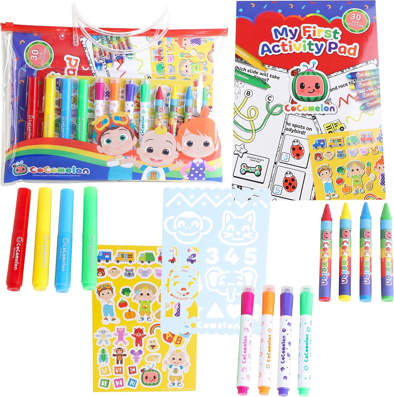 Toyland® Cocomelon Childrens Activity Pack with Storage Wallet with Handle - Toddler Craft Activities - Travel Toys