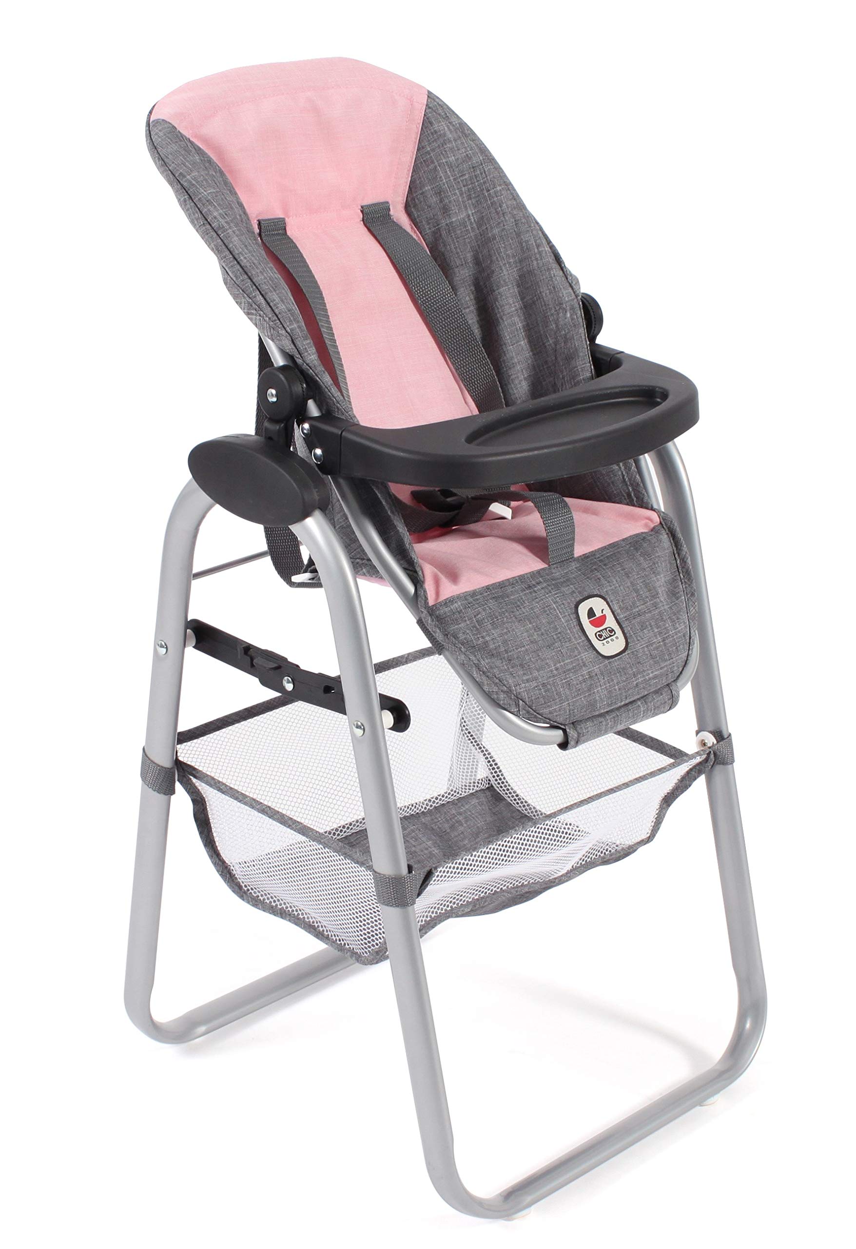 Bayer Chic 2000 - Doll High Chair, High Chair for Dolls, Doll Furniture, Doll Accessories, Melange Grey, Pink, Small