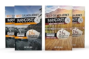 Raincoast Trading Wild Salmon Jerky 4 Pack - Original & Smokey Sweet Chipotle | Certified Sustainable Seafood | Caught in the