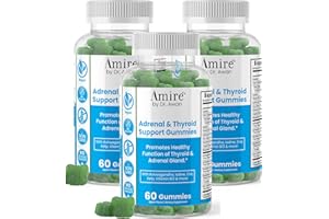 Amire by Dr. Awan Thyroid Support Gummies, Promotes Healthy Function of Thyroid, Kelp, Selenium & Ashwagandha to Improve Energy, Immunity, Metabolism, 180ct, 90day Supply