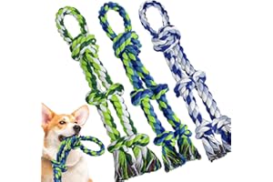 WDZZHOT [3 Pack] Dog Rope Toys for Aggressive Chewers, Nearly Indestructible Rope Chew Toys for Large, Medium & Small Dogs, Heavy Duty 100% Cotton Tug of War Dog Toy for Boredom, Teeth Cleaning