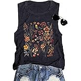 Womens Tank Tops Boho Casual Summer Tops Crew Neck Sleeveless Beach Graphic Shirts Muscle Workout Tunic Tops