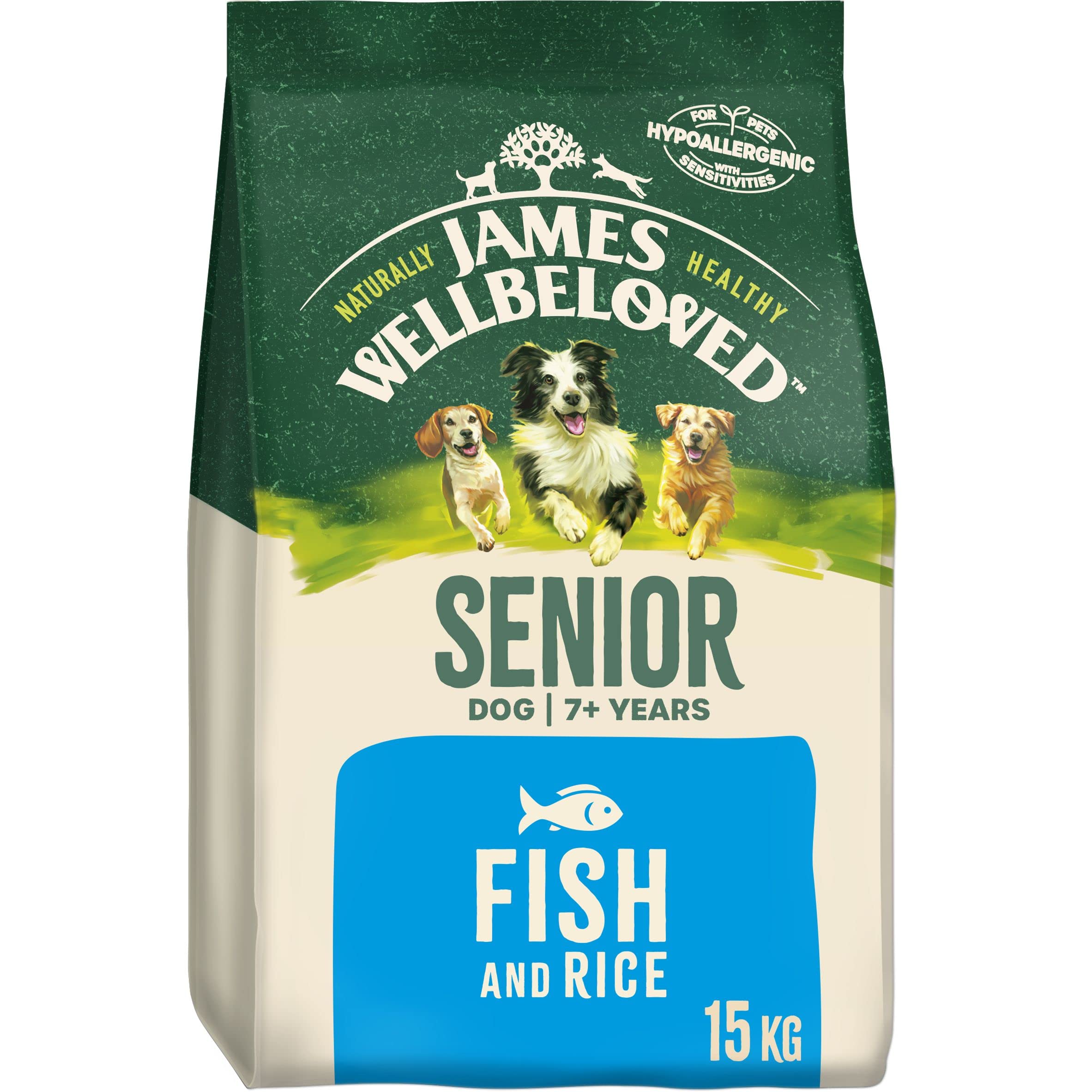 James Wellbeloved Complete Dry Senior Dog Food Fish and Rice, 15 kg