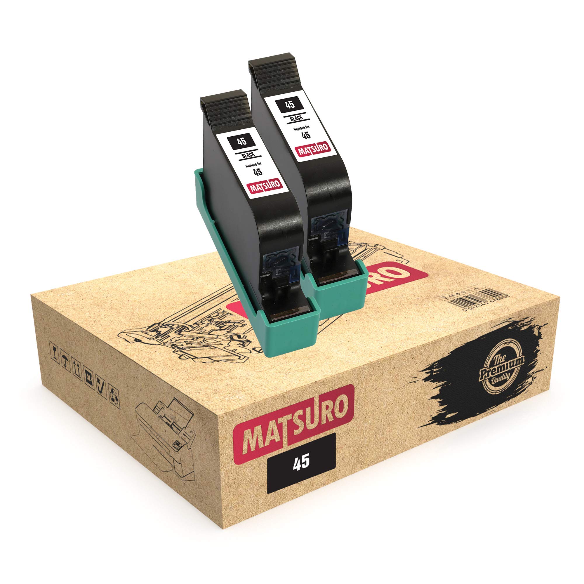 Matsuro Original | Compatible Remanufactured Ink Cartridges Replacement for HP 45 (2 BLACK)