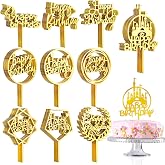 150 Pcs Happy Birthday Cake Toppers Acrylic Decorations,Gold,Cute | Double sided glitter cake toppers for birthday cakes, suitable for adults, parties, celebrations and dessert tables