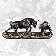 AETVRNI Wall Street Bull Statue Sculpture Stock Market Charging Bull Animal Figurine - Resin Sculpture of Bull VS Bear Ideal Gifts for Financial Investment Managers Investor,Bronze,11in