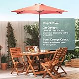 VonHaus Parasol 2M Burnt Orange with Hand Crank Tilt UV30+ Protection view 3