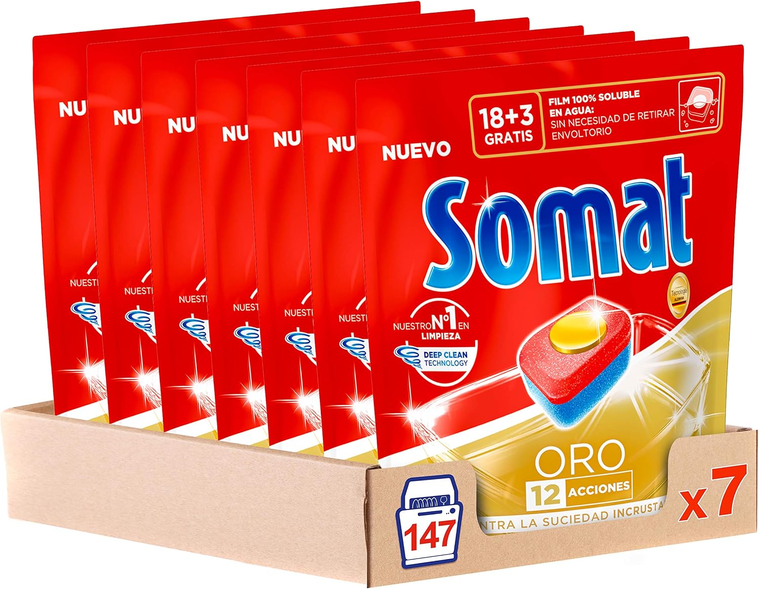 Somat Oro Cápsulas Lavavajillas - Pack de 7, Total: 147 Cápsulas