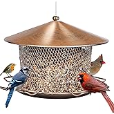 Samhe Bird Feeder for Outdoor, Weatherproof Rainproof All Metal Hanging Wild Bird Feeder with 9.8" Roof, 4.5 LBs Seeds Capacity, Easy to Clean & Refill