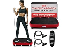 Hurtle Fitness Vibration Platform Machine - Home Gym Whole Body Shaker Exercise Machine Workout Trainer Fast Weight Loss w/Resistance Bands Easy Carry Wheel Remote Adjustable Speed