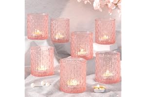 MATAHUM 8Pcs Large Votive Candle Holders Pink Tea Light Candle Holders Glass Candle Holder for Wedding, Bridal Shower,Table Centerpiece,Party, Home Decor