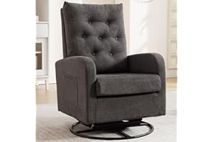 YUUIJOAA Swivel Rocking Chair Nursery - Glider Modern Accent Chairs Upholstered Rocker Padded Armchair for Indoor Living Room Bedroom (Dark Grey)