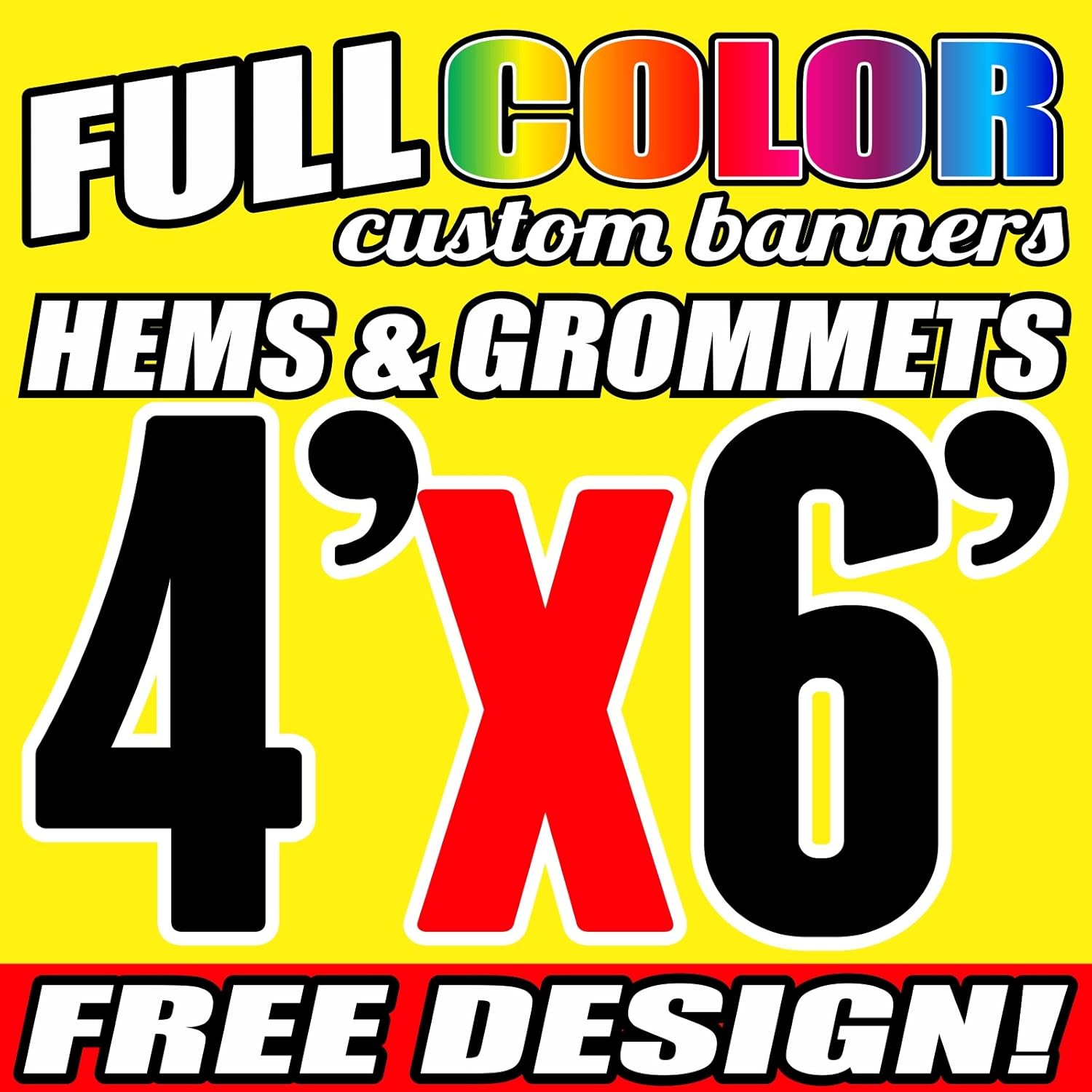 Amazon Com 4 X 6 Full Color Printed Custom Banner 13oz Vinyl