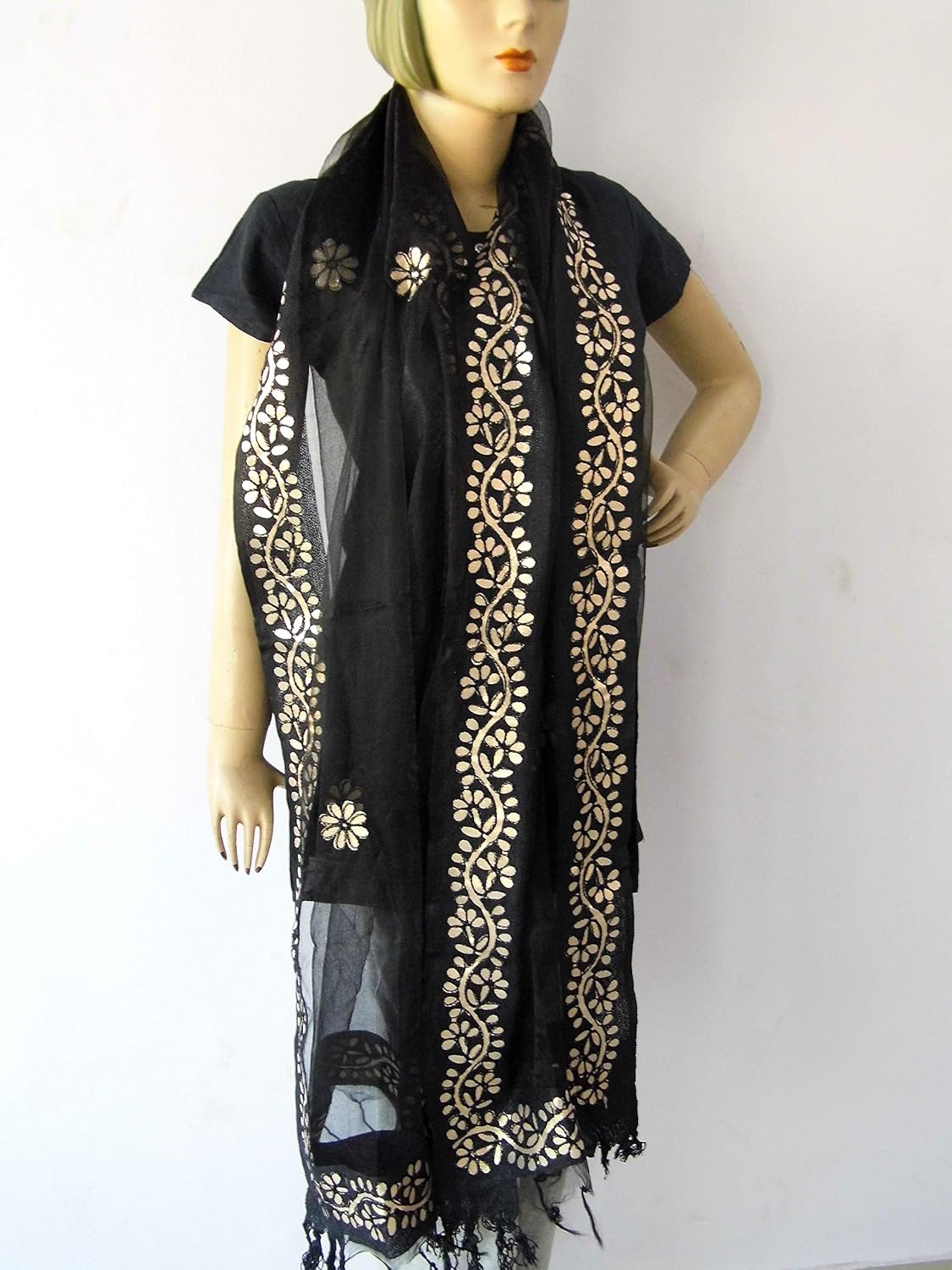 zgx beautiful women's cotton chanderi dupatta with gota patti work