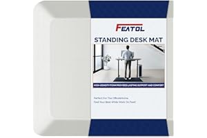 FEATOL Anti Fatigue Mats for Standing, 9/10 Extra Thick Ergonomic Standing Desk Mat, Comfort & Durable Memory Foam Standing Mat at Home,Office All Day (20" x 32", White, 1PC)
