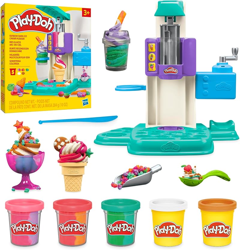 Play-Doh Rainbow Swirl Ice Cream Playset Non-Toxic 3+
