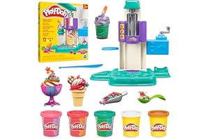 Play-Doh Ensemble de jeu de crème glacée arc-en-ciel avec 7 accessoires de cuisine, jouets d'art et d'artisanat pour filles e