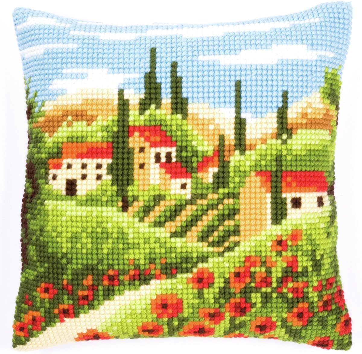 Vervaco Village Cross Stitch Cushion, MultiColour Amazon.co.uk Kitchen & Home