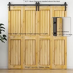 CCJH 60" Bi-Folding Sliding Barn Door Hardware Kit