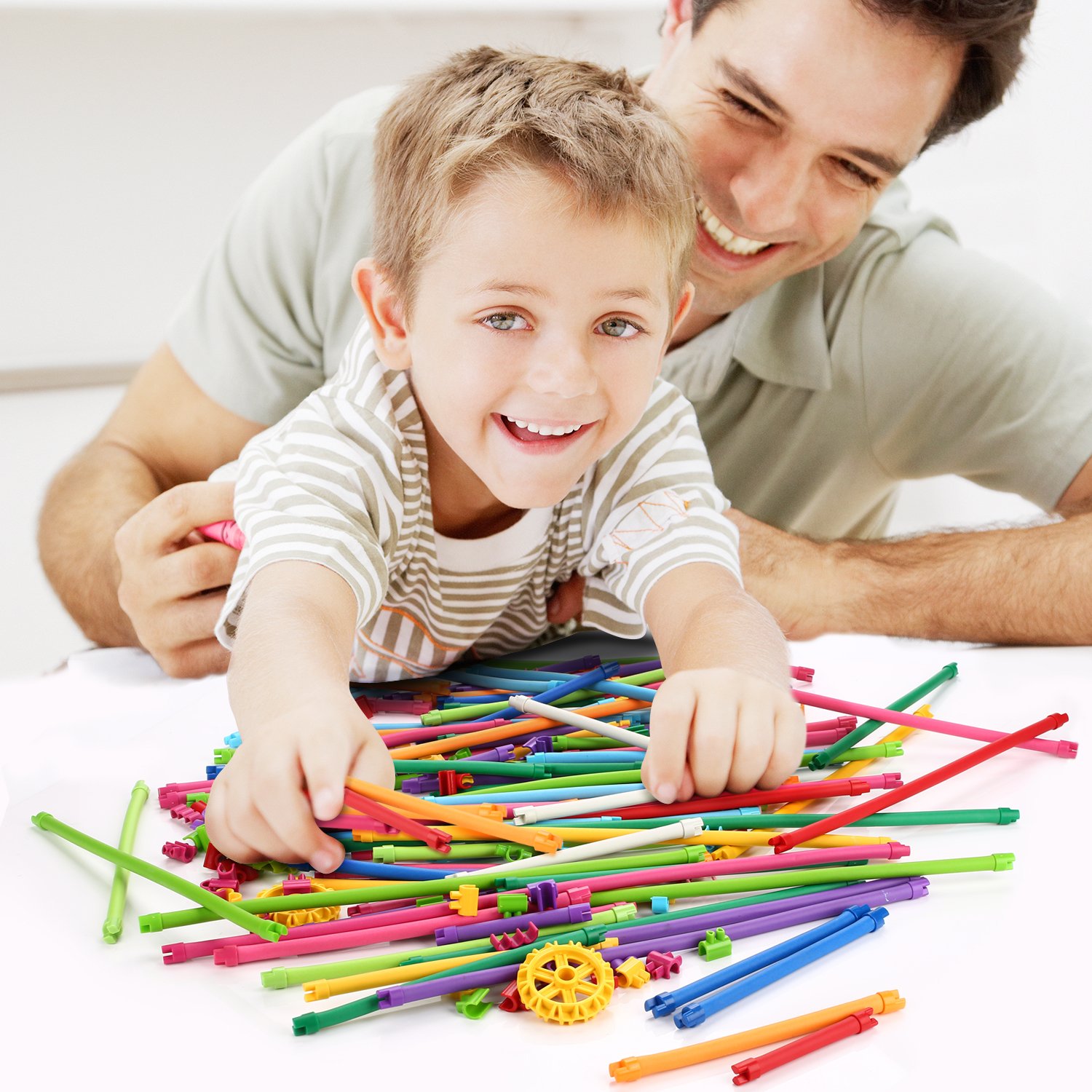 Peradix Steckspiel Bastelset Kinder Steckspielzeug Weiche Flexibel Verdrehbare Bunte Verriegelte Stöcke DIY 109 PCs mit Aufbewahrungsbeutel