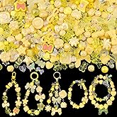 200-260PCS TINKRSTUFF Assorted Yellow Acrylic Beads for Bracelet Making,Cute Beads for Jewelry Making Flower Bow Butterfly Candy GummyBear Aesthetic Bracelet Charms, DIY Necklace Keychain Phone Charm