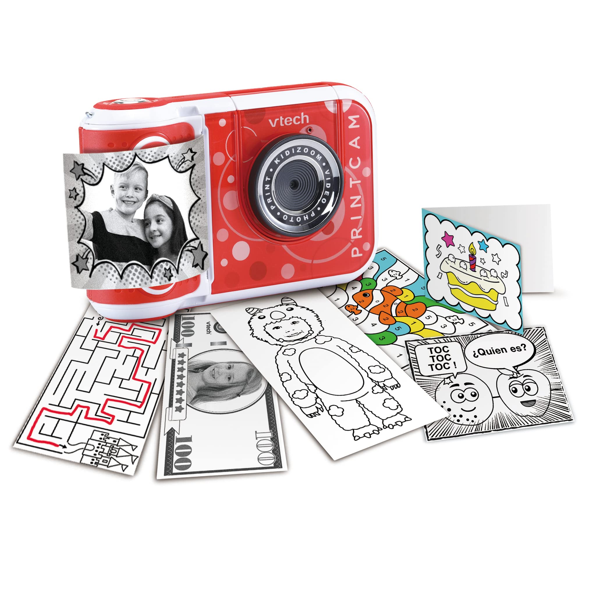 Vtech 80-549187 Kidizoom Print Cam, Instant Camera for Children +5 Years, Focus, Shooting and Printing, Spanish Version, Camera, Red, único