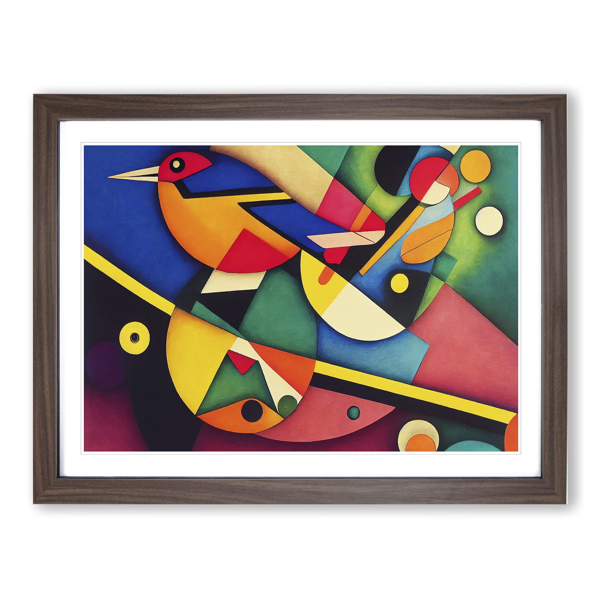 Abstract Kingfisher Bird Vol.4 Framed Print | A4 Walnut Framed Wall Art | Ready to Hang | Abstract Fantasy Picture | Living Room Bedroom Lounge Office